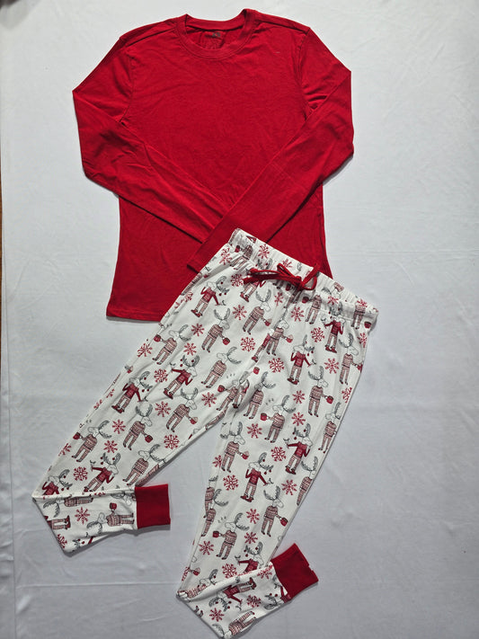 Women's pant set - red cup deer(Plain Fain)