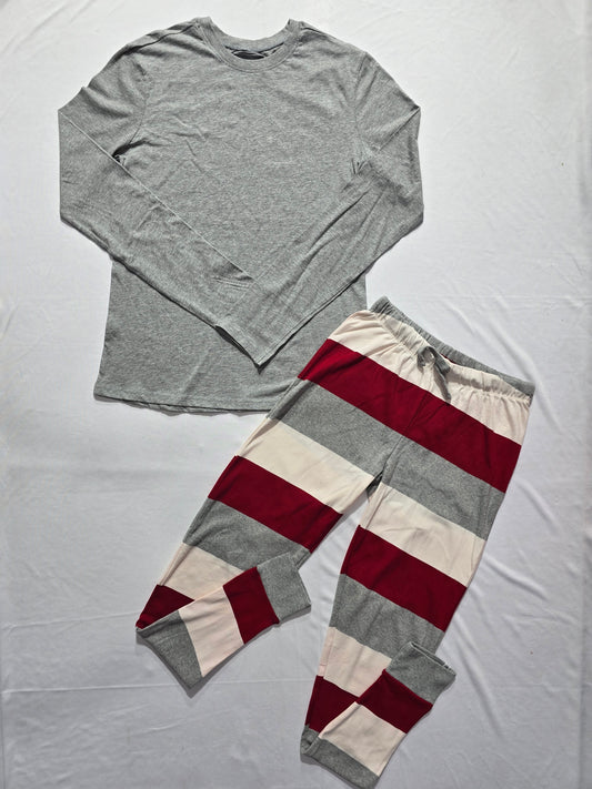 Women's pant set - grey stripes(Plain Fain))